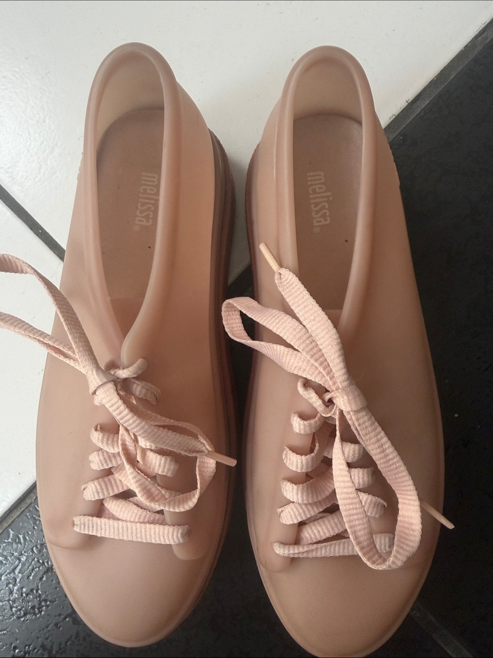 Melissa Nude Pink Platform Lace-Up Sneakers
